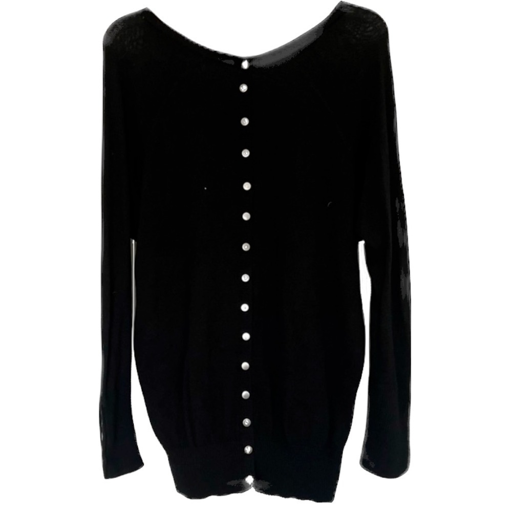 Eastside Westside Black Cotton Sweater with Snaps On Back & On Sleeves Size M
